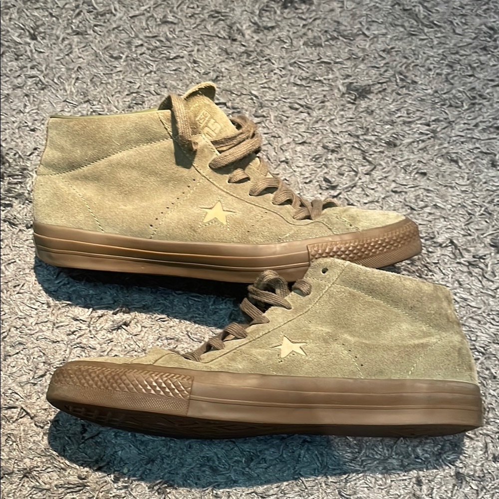 Converse Khaki Suede Sneakers with Brown Soles